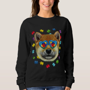 Funny Autism Shiba Inu Dog Puzzle Sunglasses Boys  Sweatshirt