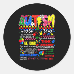 Funny Autism World Tour Autism Awareness Classic Round Sticker