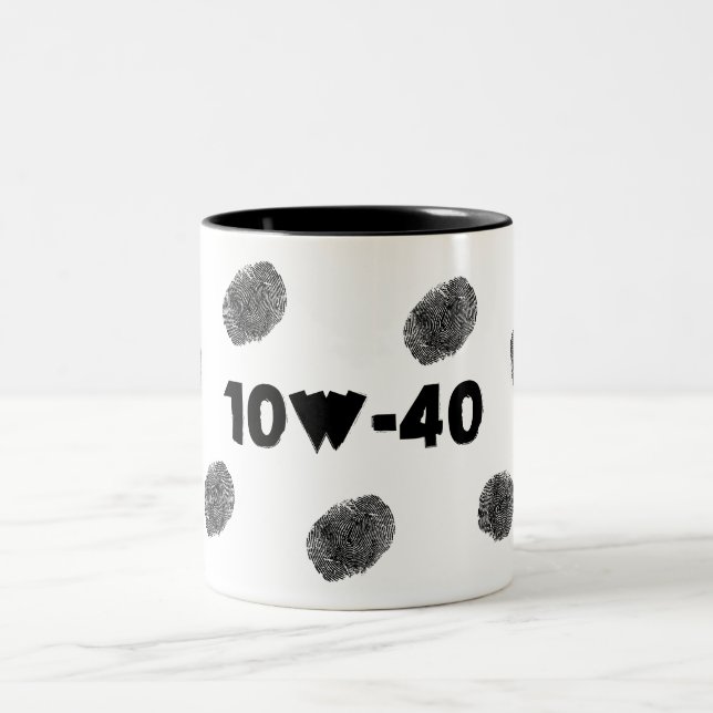 Funny Auto Mechanic 10W40 Greasy Fingerprints Mug (Center)