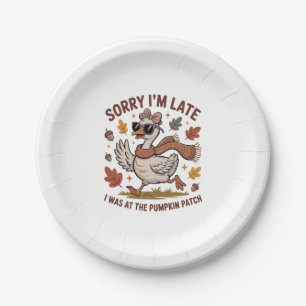 Funny Autumn Goose Paper Plate
