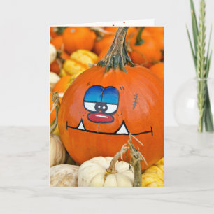Funny Autumn Pumpkin for Birthday Card