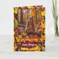 Funny Autumn Squirrel Thanksgiving Card