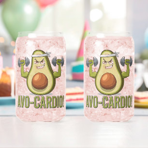 Funny Avo-Cardio Avocado Fitness Design Can Glass