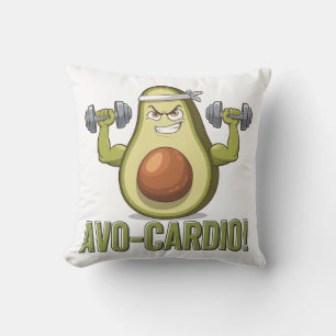 Funny Avo-Cardio Avocado Fitness Design Cushion