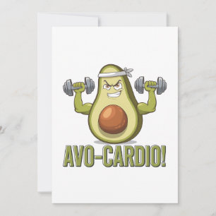 Funny Avo-Cardio Avocado Fitness Design Invitation
