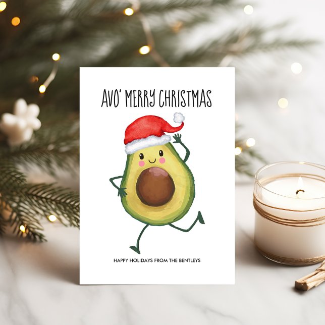 Funny Avocado Avo Merry Christmas Holiday Card (Creator Uploaded)