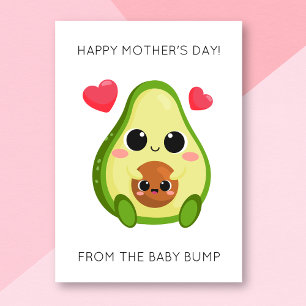 Funny Avocado Baby Bump Mother's Day Card