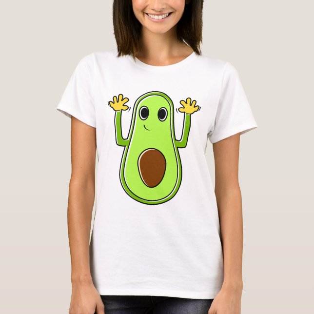 Funny Avocado Cartoon Illustration T-Shirt (Front)