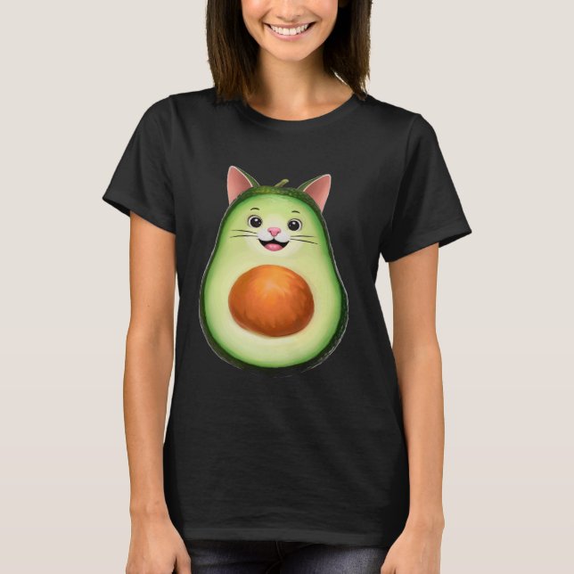 Funny Avocado Cat T-Shirt (Front)