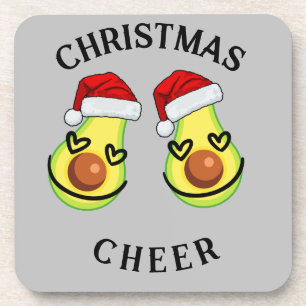 funny avocado christmas cheer coaster