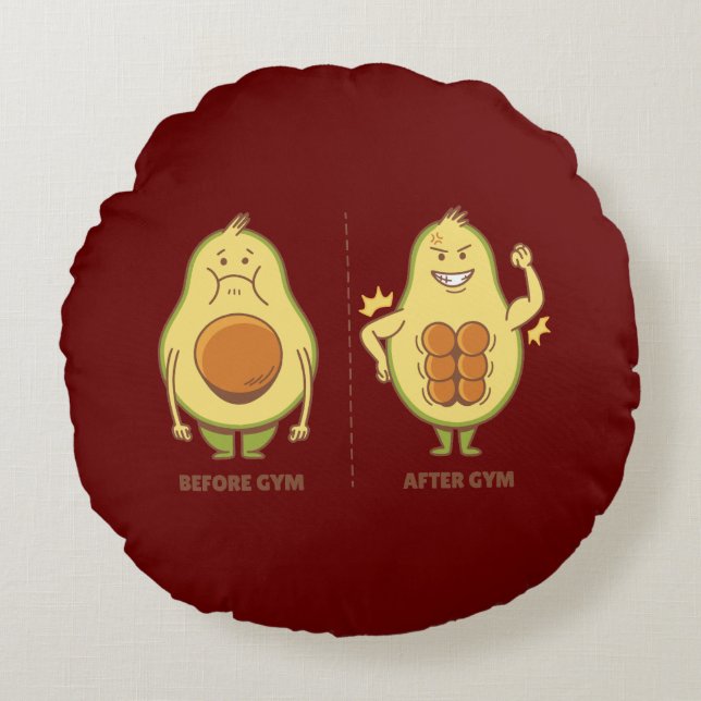 Funny Avocado, Cute Fruit Meme Round Cushion (Front)
