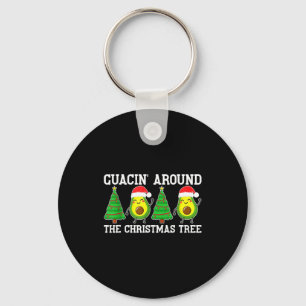 Funny Avocado Guac Christmas Tree Holiday Humor Pu Key Ring