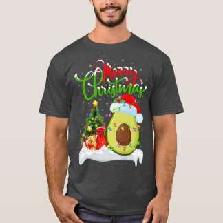 Funny Avocado Lover Xmas Lighting Santa Avocado Ch T-Shirt