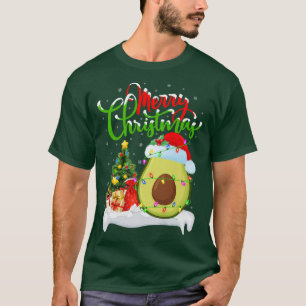 Funny Avocado Lover Xmas Lighting Santa Avocado Ch T-Shirt