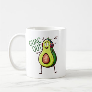 Funny Avocado Music Headphones Coffee Mug