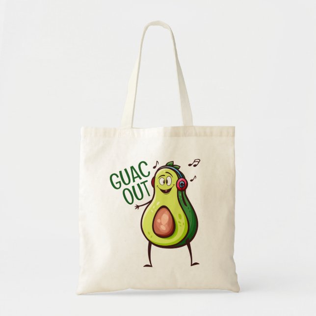 Funny Avocado Music Headphones Tote Bag (Front)