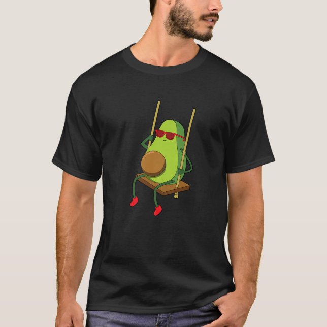 Funny Avocado On A Swing - Avocado - Swinging -Hum T-Shirt (Front)