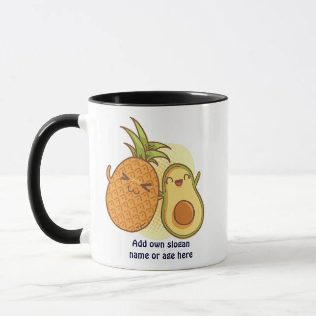 Funny Avocado Pineapple Best Friends BFF Kawaii Mug (Left)