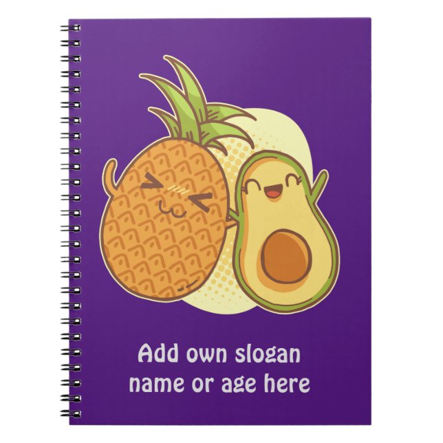 Funny Avocado Pineapple Best Friends BFF Kawaii Notebook (Front)