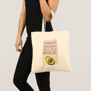 Funny avocado quote watercolor illustration tote bag