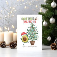 Funny Avocado Santa Guacin' Around Christmas Tree
