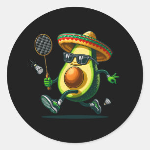 Funny Avocado Showing Badminton Skills Cinco De Ma Classic Round Sticker