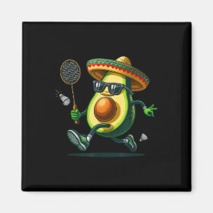 Funny Avocado Showing Badminton Skills Cinco De Ma Magnet
