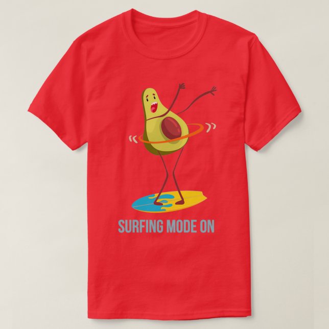 Funny Avocado Surfing 42 T-Shirt (Design Front)