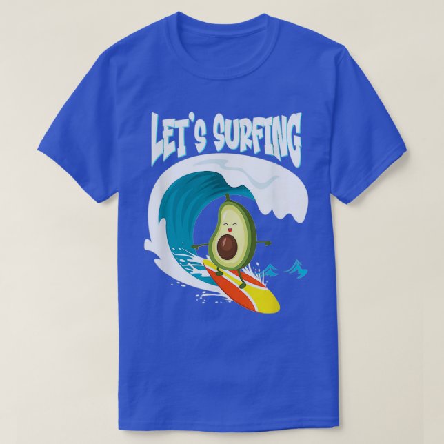 Funny Avocado Surfing I Love T-Shirt (Design Front)