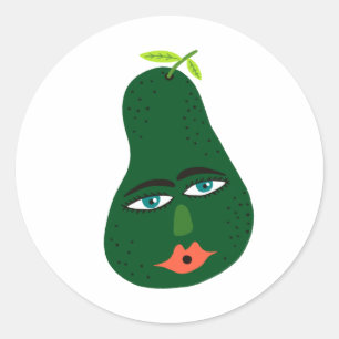 Funny Avocado Whimsical Classic Round Sticker