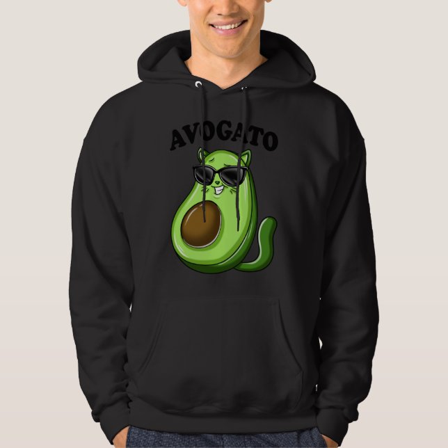 Funny Avogato Cool Glasses Teens Avocado Cat Women Hoodie (Front)
