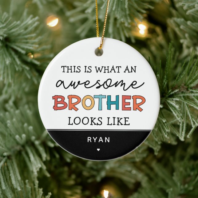 Funny Awesome Brother | Personalised Brother Gift Ceramic Ornament (Tree)
