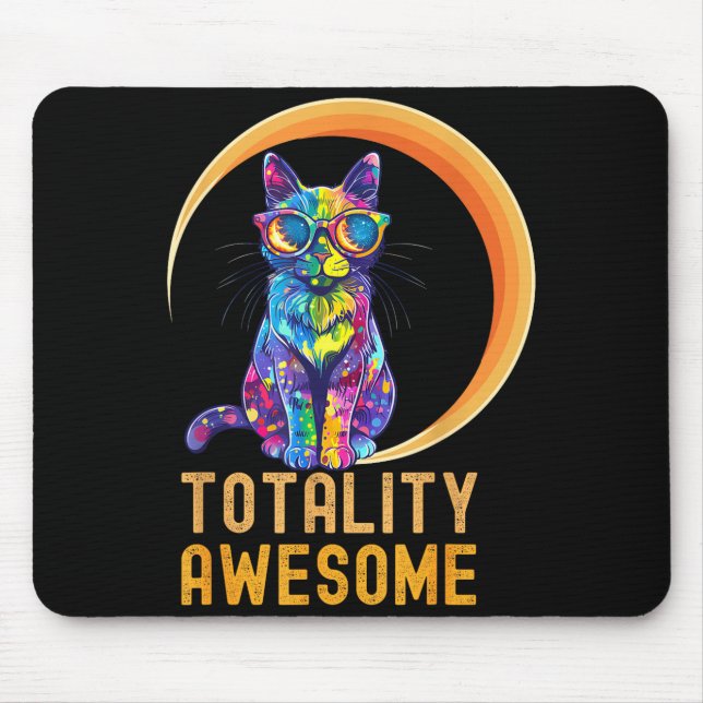 Funny Awesome Cat Usa Solar Eclipse Totality Mouse Pad (Front)