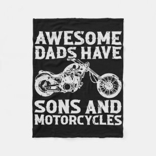 Funny Awesome Dads Have Sons And Motorcycles Men F Fleece Blanket