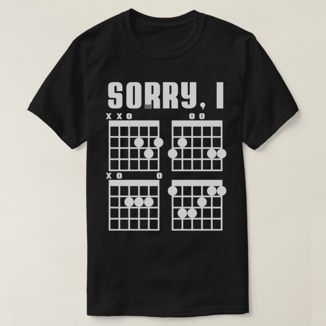 Funny Awesome Hidden Message Sorry, I DGAF Guitar  T-Shirt (Design Front)