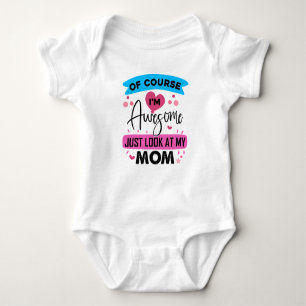 Funny awesome Mum word art  Baby Bodysuit
