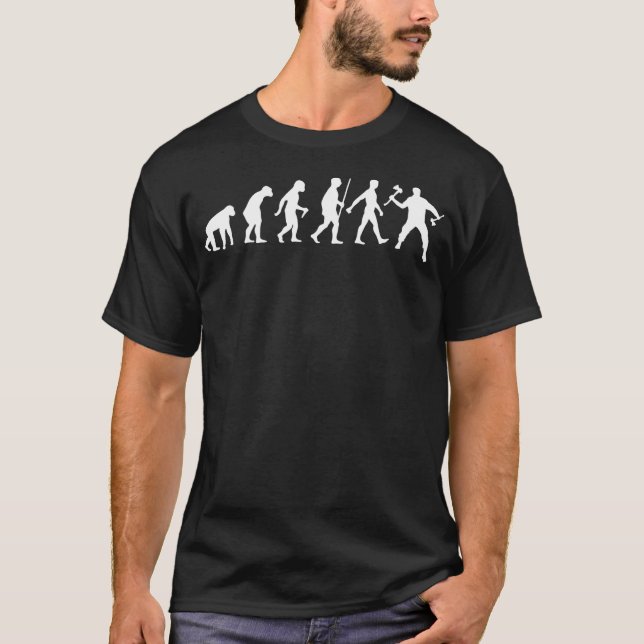 Funny Axe Throwing Axe Throwing Evolution T-Shirt (Front)