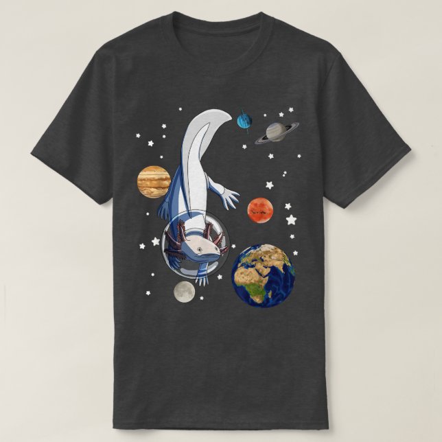 Funny Axolotl Astronaut In Space Axolotl T-Shirt (Design Front)
