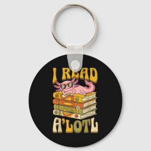 Funny axolotl book lover librarian reading library key ring