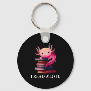 Funny Axolotl Book Lover Librarian Reading Library Key Ring