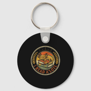Funny axolotl book lover librarian reading library key ring