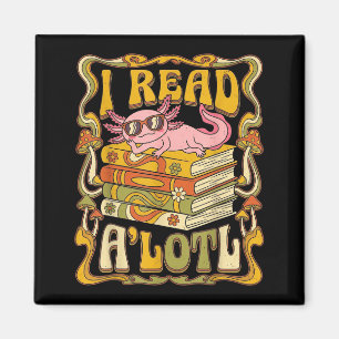 Funny axolotl book lover librarian reading library magnet