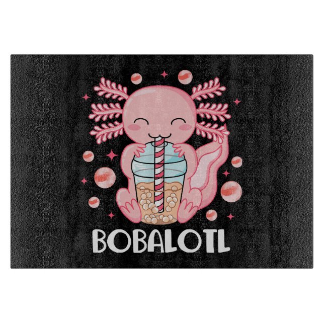 Funny Axolotl Bubble Tea Cutting Board (Front)