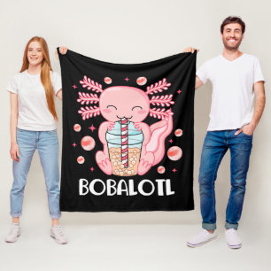 Funny Axolotl Bubble Tea Fleece Blanket