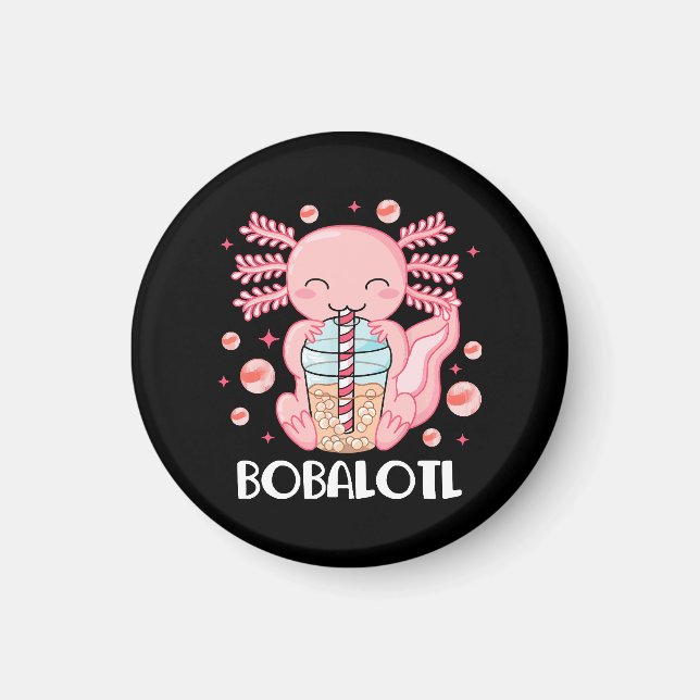 Funny Axolotl Bubble Tea Magnet (Front)