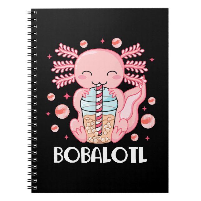 Funny Axolotl Bubble Tea Notebook (Front)