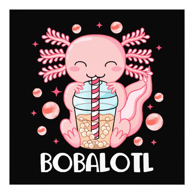 Funny Axolotl Bubble Tea Photo Print (Front)