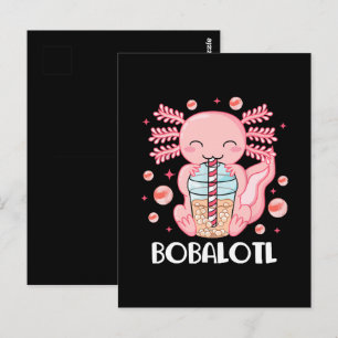 Funny Axolotl Bubble Tea Postcard