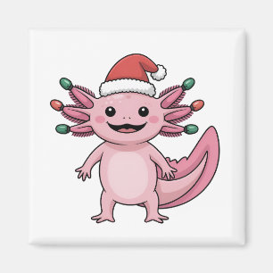 Funny Axolotl Christmas Santa Hat Xmas Outfit Magnet