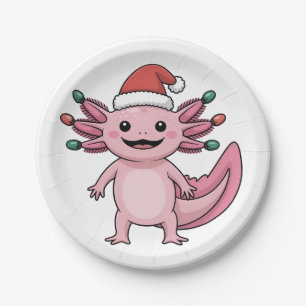 Funny Axolotl Christmas Santa Hat Xmas Outfit Paper Plate